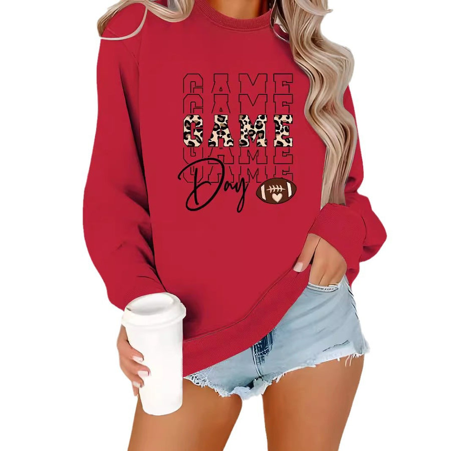 Round neck GAME printed pullover sweatshirt sweatshirt