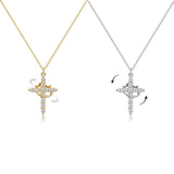 European and American cross pendant women can rotate fashionable and versatile light luxury crown necklace collarbone chain