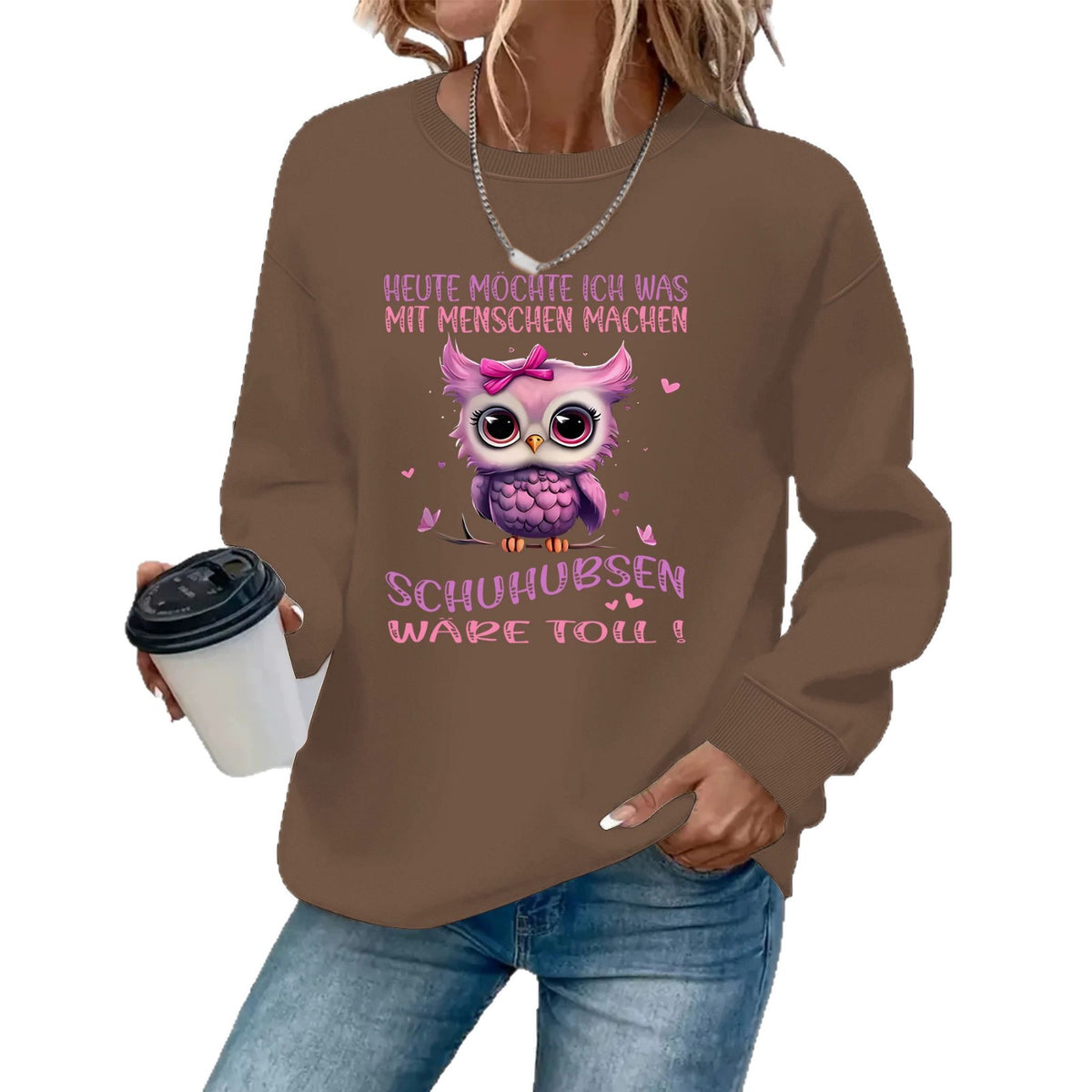 Round neck fleece hoodie
