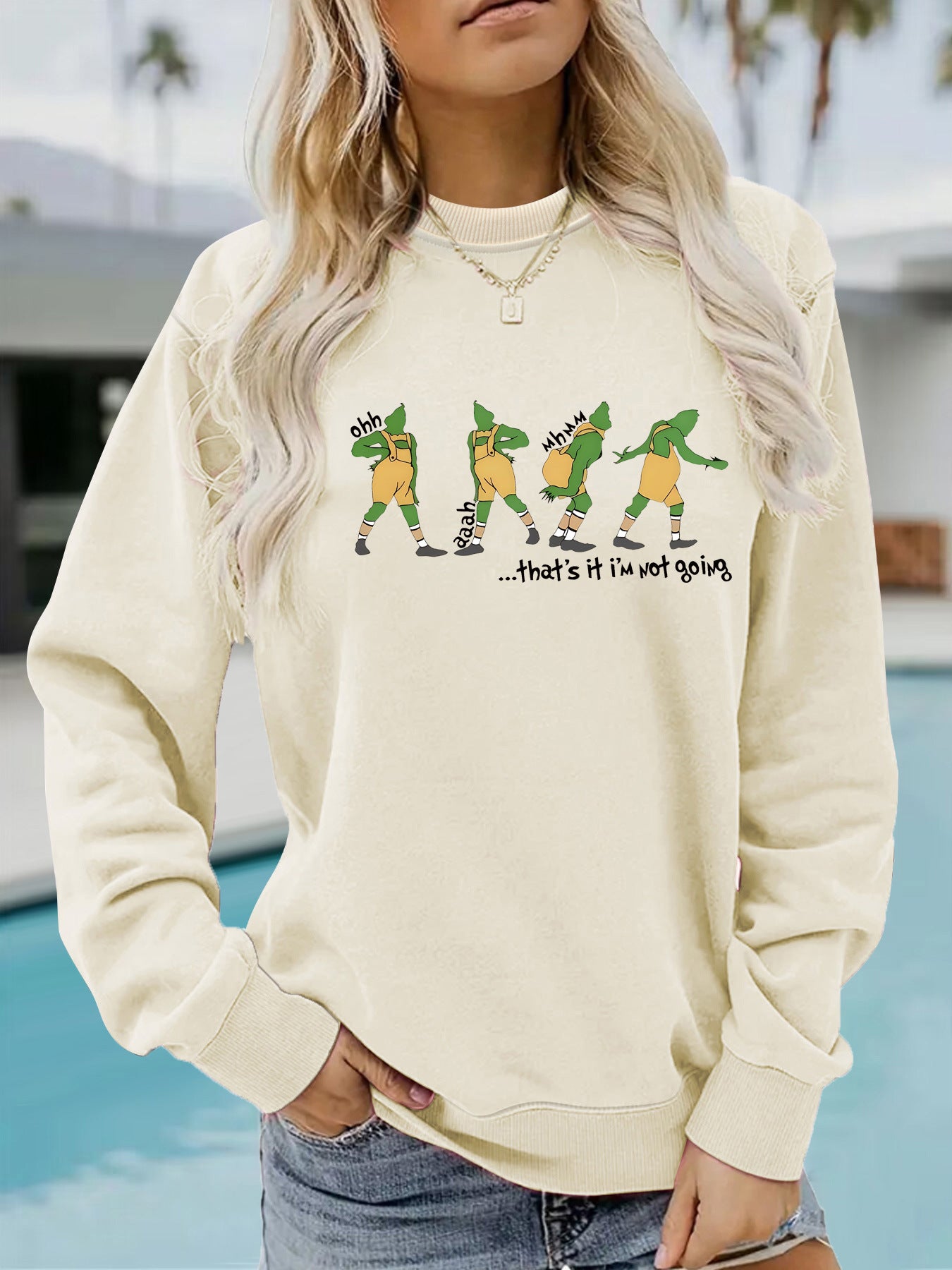 Cartoon letter printed pullover sweatshirt sweatshirt