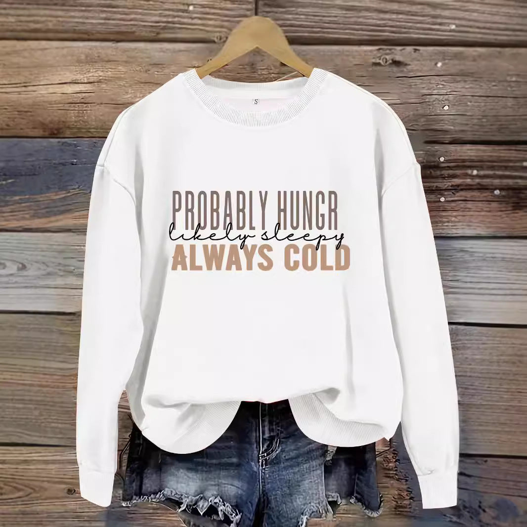 Round neck slogan printed pullover sweatshirt sweatshirt