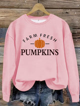 Farm Fresh Pumpkins Sweatshirt, Fall Graphic Crewneck Pullover