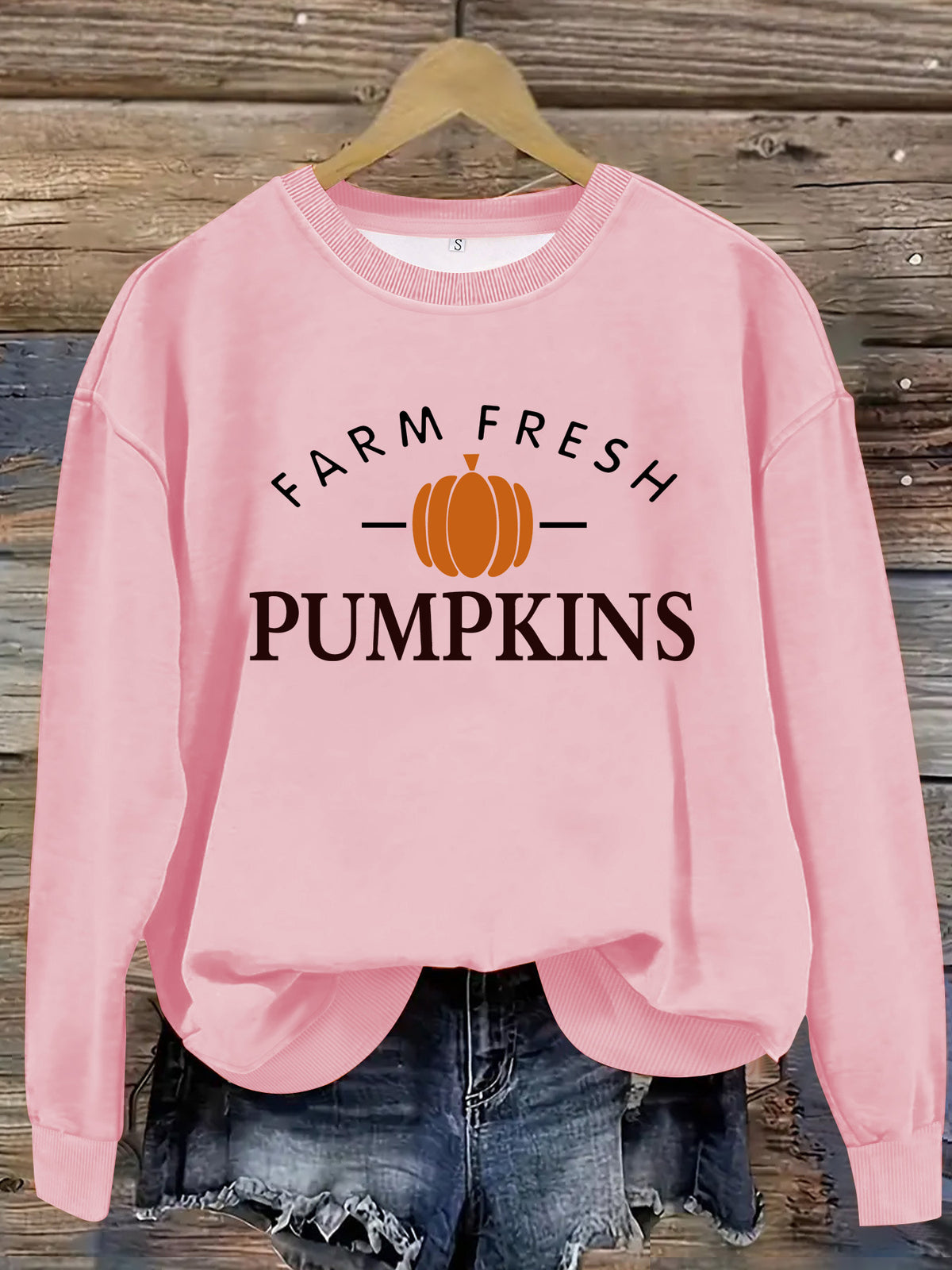 Farm Fresh Pumpkins Sweatshirt, Fall Graphic Crewneck Pullover