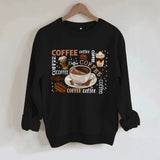 Coffee printed loose hoodie