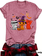 Three Halloween cat prints on short sleeves