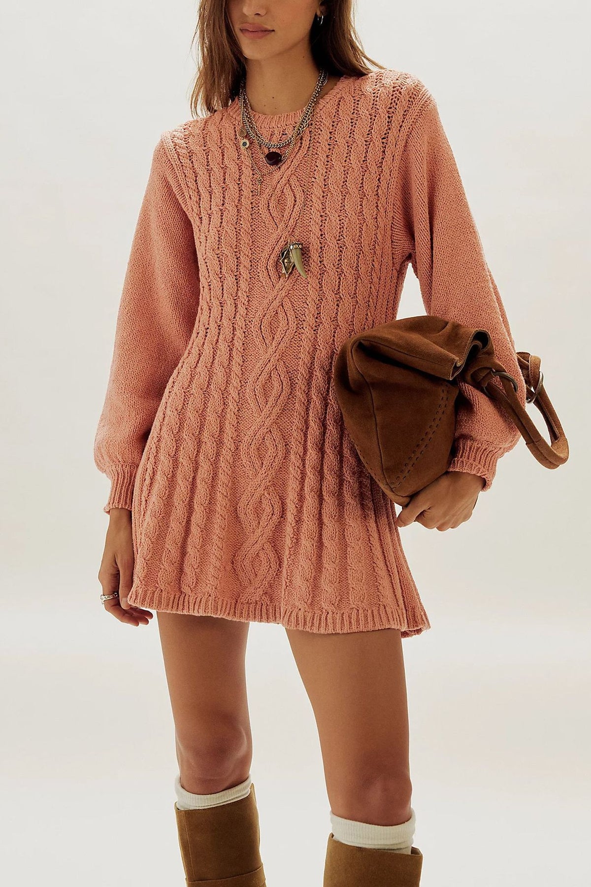 Round neck long sleeved dress