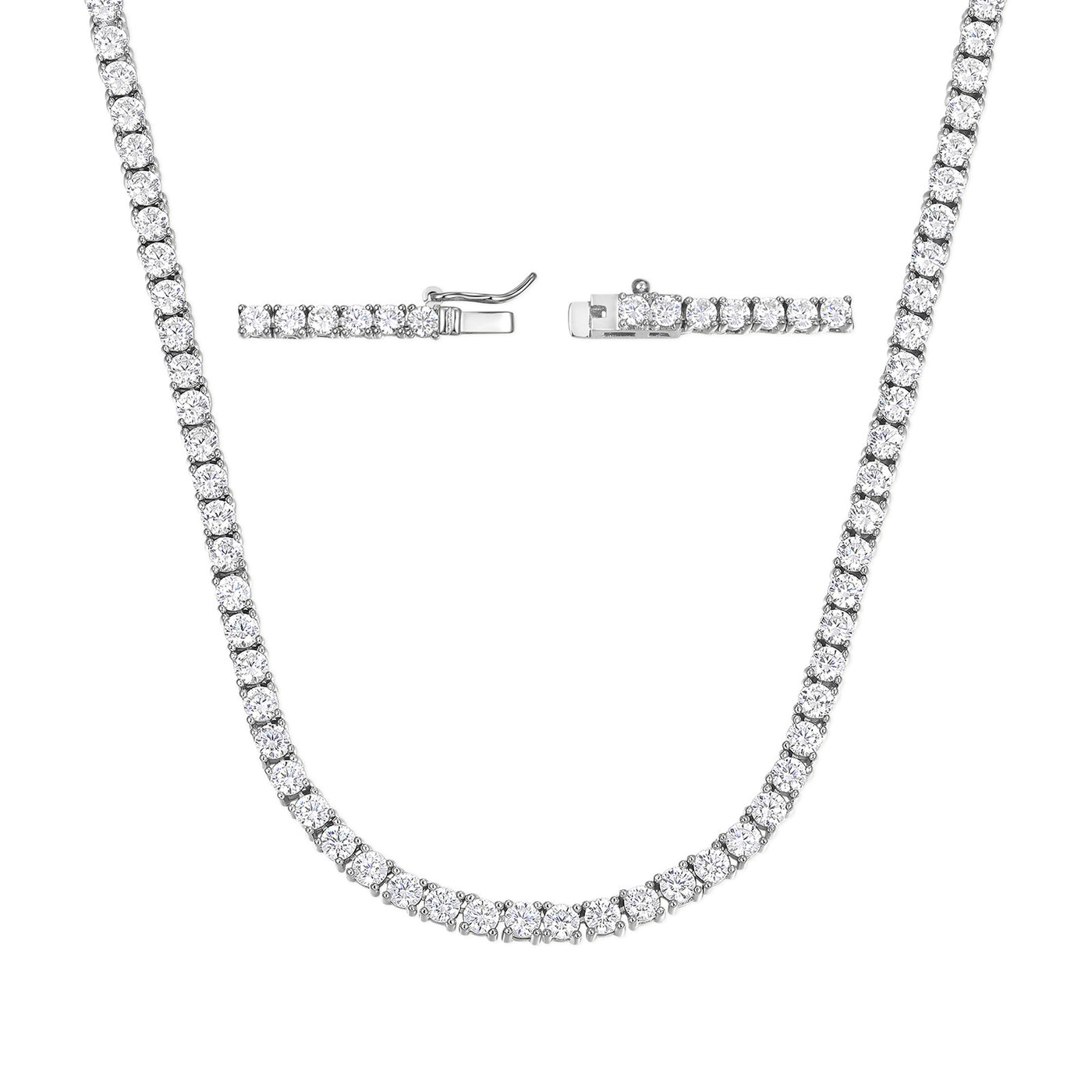Copper Plated 18K Gold Zirconia Tennis Necklace Fashion Trendy Style Neck Chain