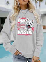 West Highland White Stem Love Printed Round Neck Velvet Hoodie