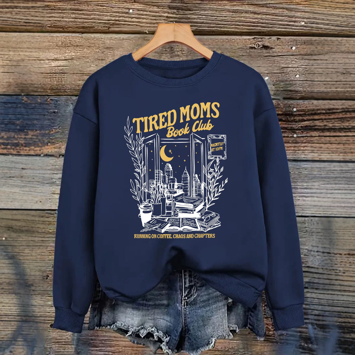 Printed round neck fleece hoodie