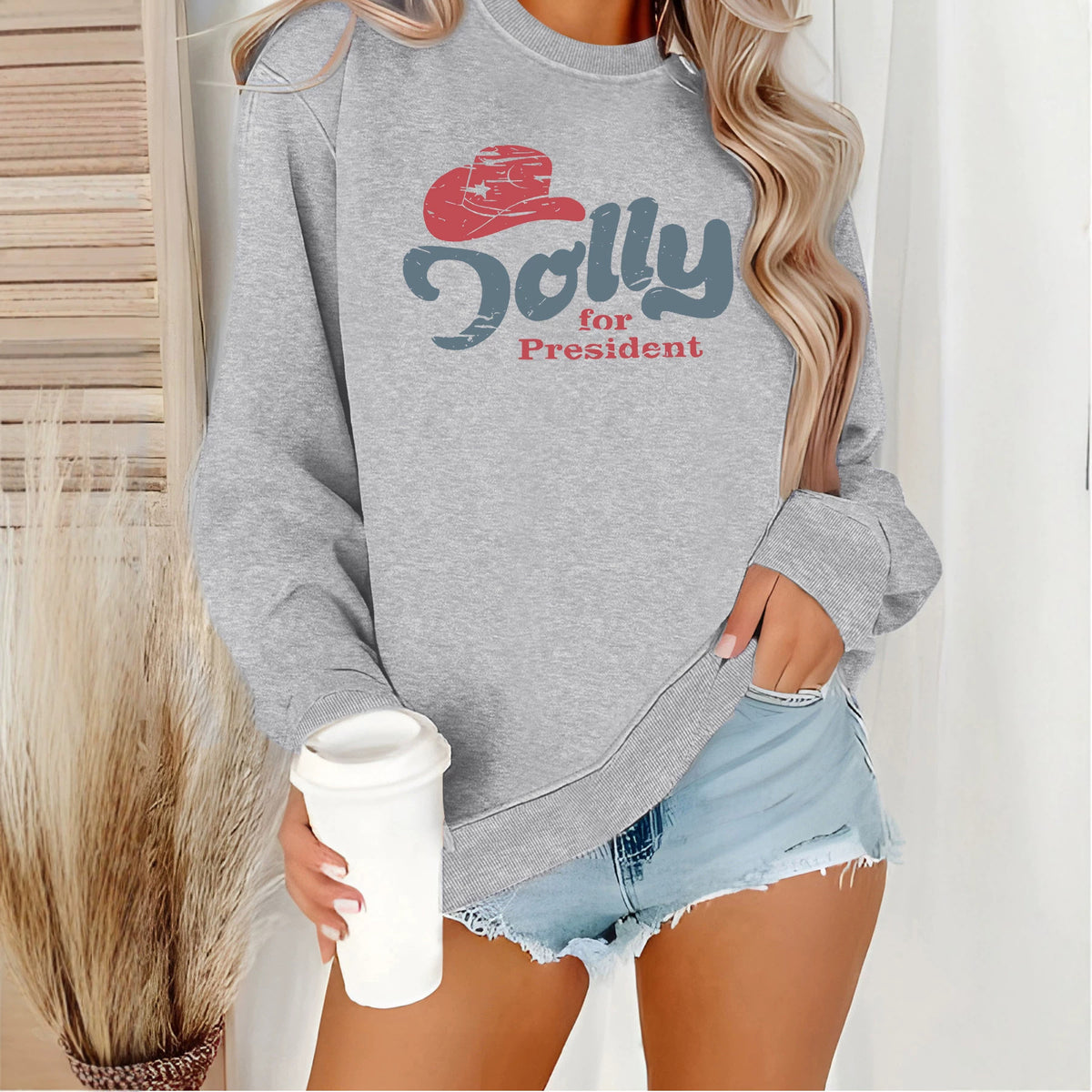 Round neck fleece hoodie
