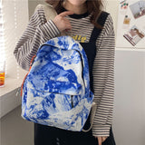 Student Schoolbag Women's Bag New Trendy Fashion Casual Backpack Western Style Simple Oil Painting Bag Travel Small Backpack