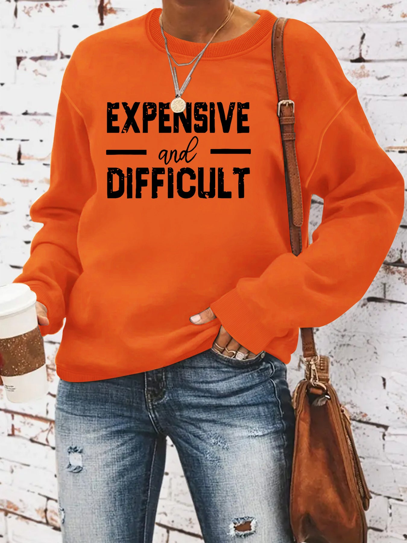 Round neck EXPENSIVE printed pullover sweatshirt sweatshirt