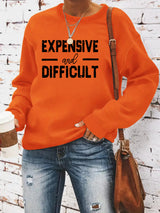 Round neck EXPENSIVE printed pullover sweatshirt sweatshirt