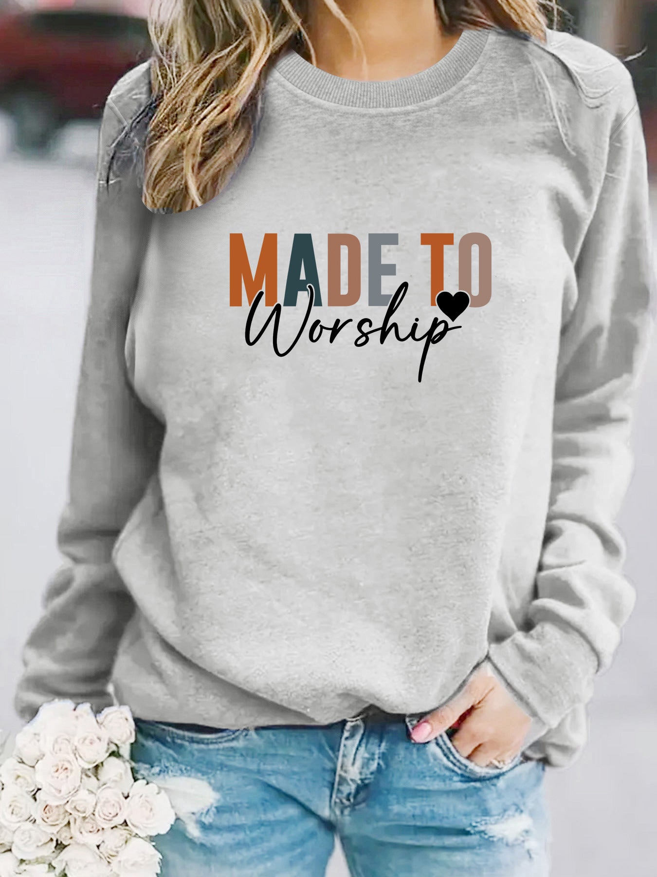Round neck MADETO printed pullover sweatshirt sweatshirt