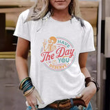 Halloween pattern round neck short sleeved shirt