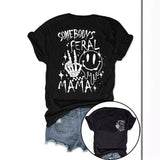 Halloween pattern round neck short sleeved shirt