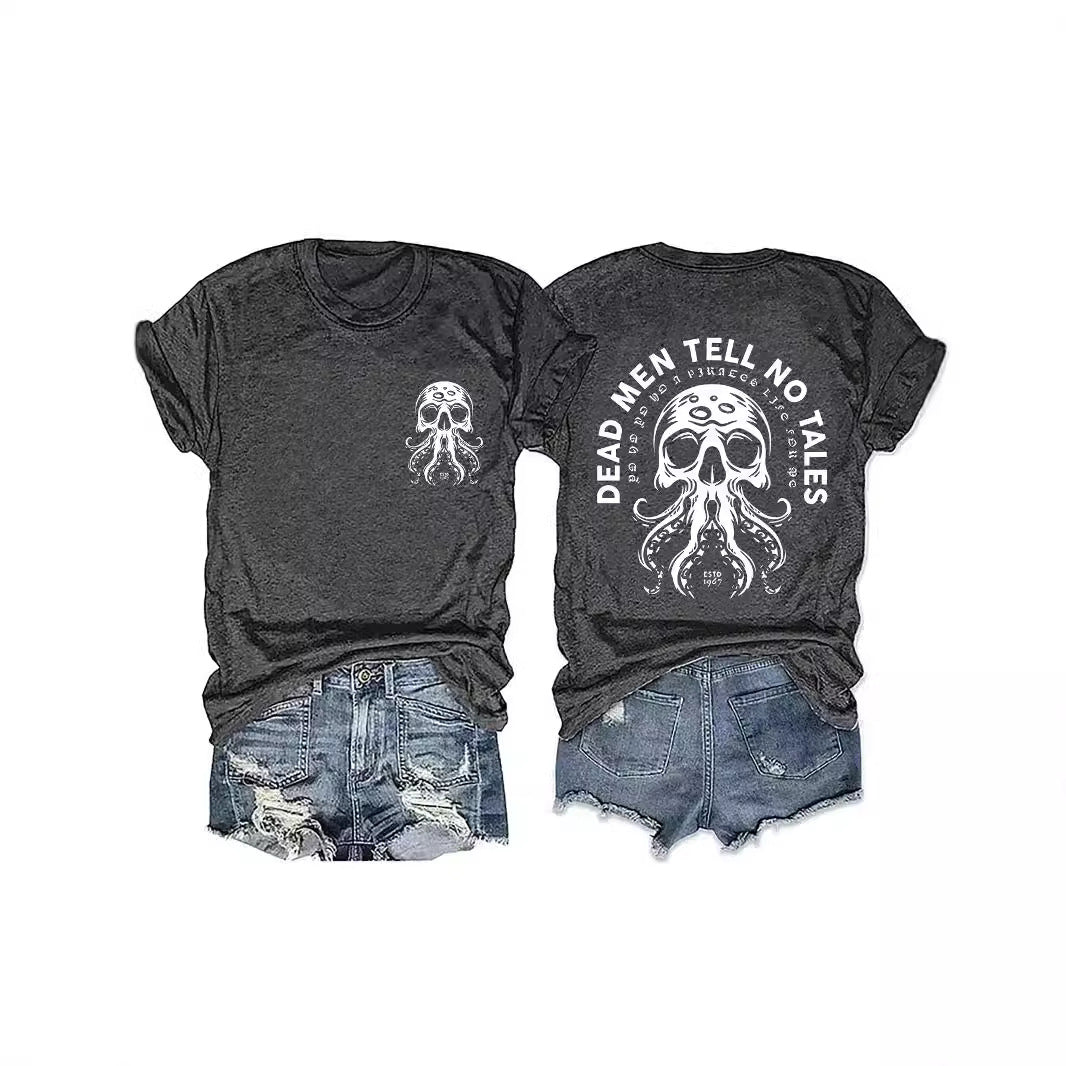 Octopus Monster Halloween Round Neck Short Sleeve