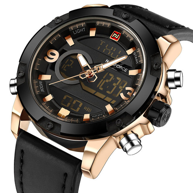 NAVIFORCE Luxury Brand Men Analog Digital Leather Sports Watches Men's Army Military Watch Man Quartz Clock Relogio Masculino