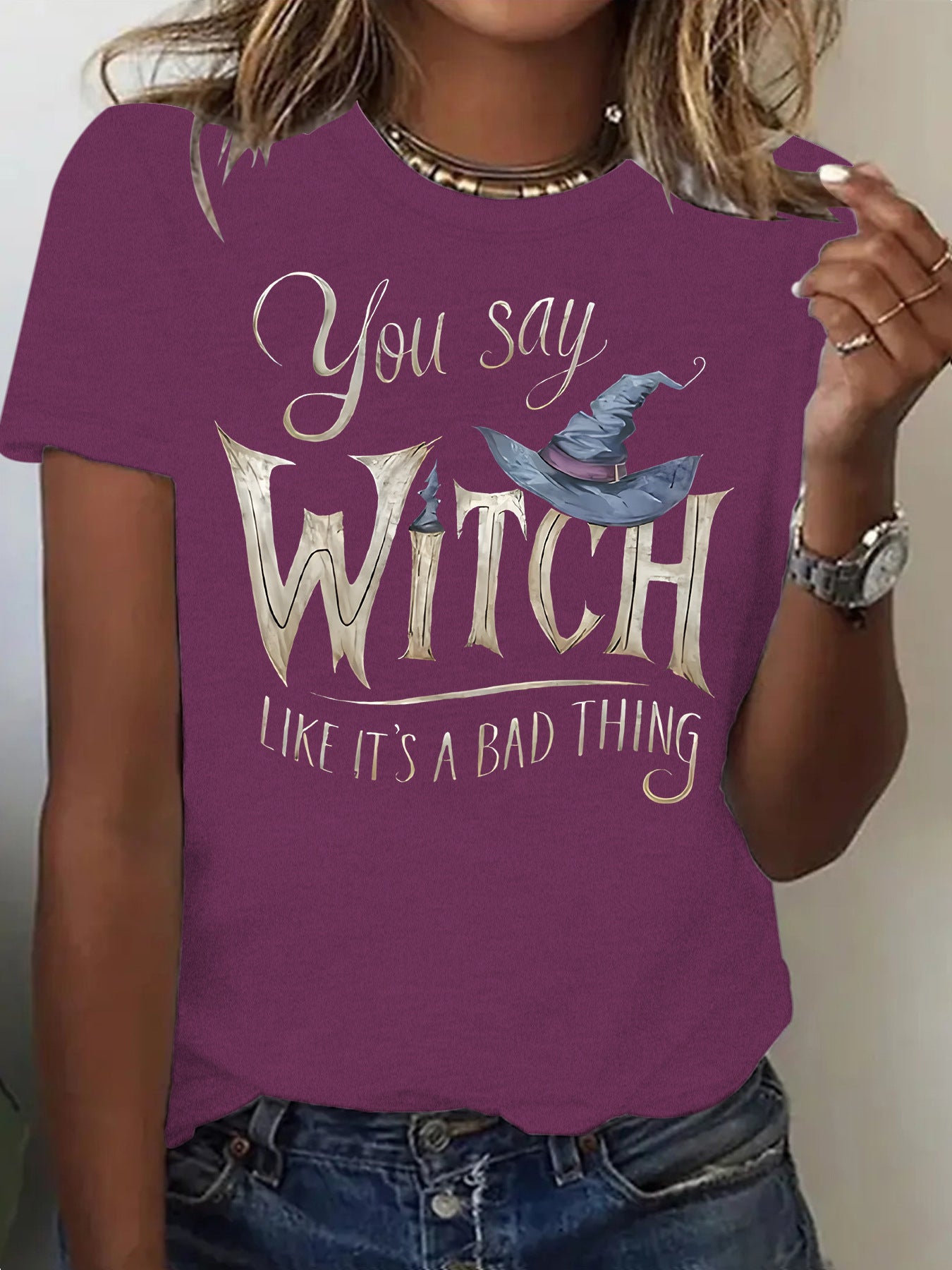 Printed short sleeved witch Halloween
