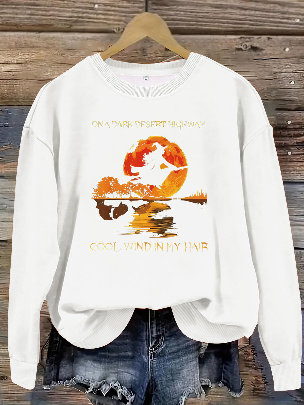 Witch Moon Silhouette Sweatshirt, Halloween Graphic Crewneck Pullover