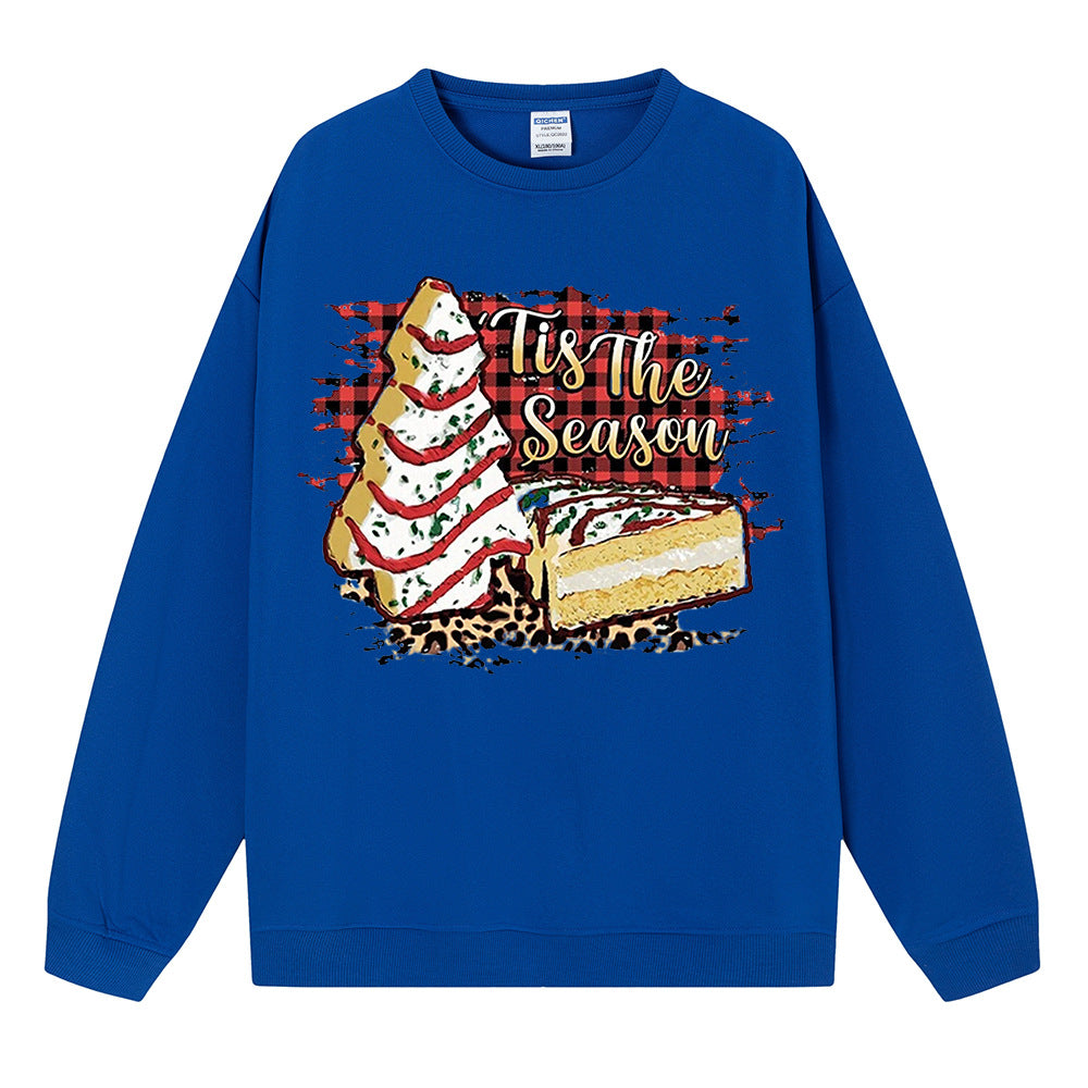 Cake print Christmas sweatshirt for ladies