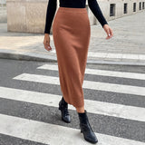 Women's Casual Office Pencil Skirt, Pure Color Loose Midi Skirt, Fitted Knit Dress
