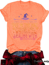 Printed short sleeved humorous witch Halloween