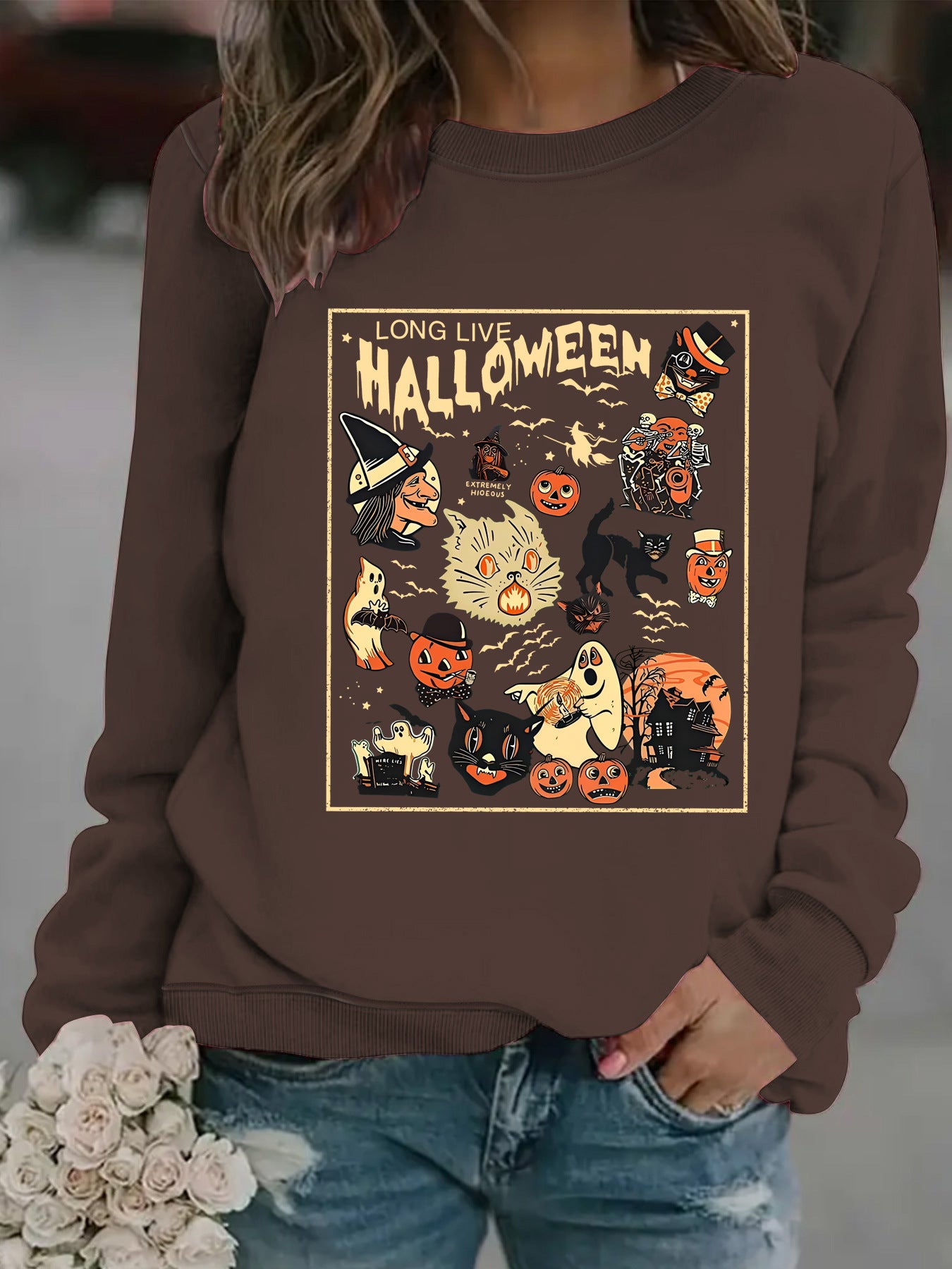 Printed pullover sweatshirt sweatshirt