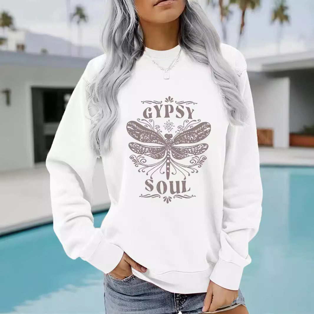 Round neck GYPSY SOUL printed pullover sweatshirt sweatshirt sweatshirt