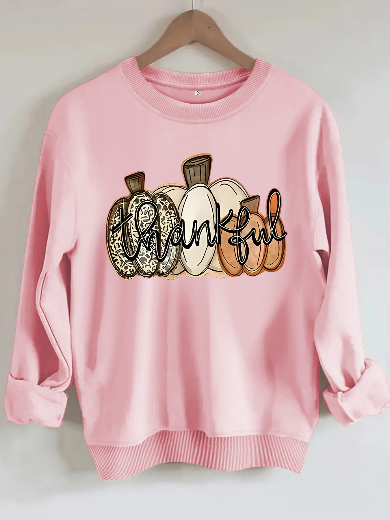 Pumpkin and letter Halloween long sleeved hoodie for women