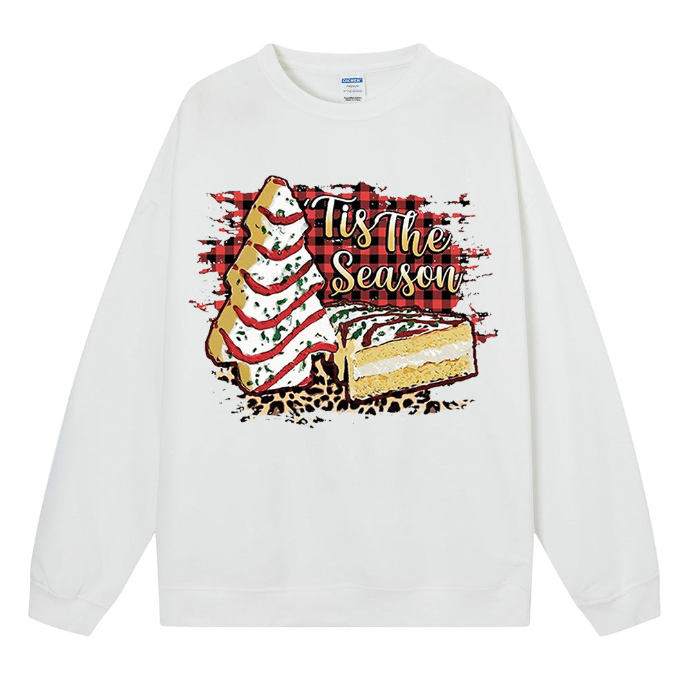 Cake print Christmas sweatshirt for ladies