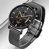 LIGE Fashion Mesh Strap Waterproof Men's Watch