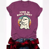 Halloween pattern round neck short sleeved shirt