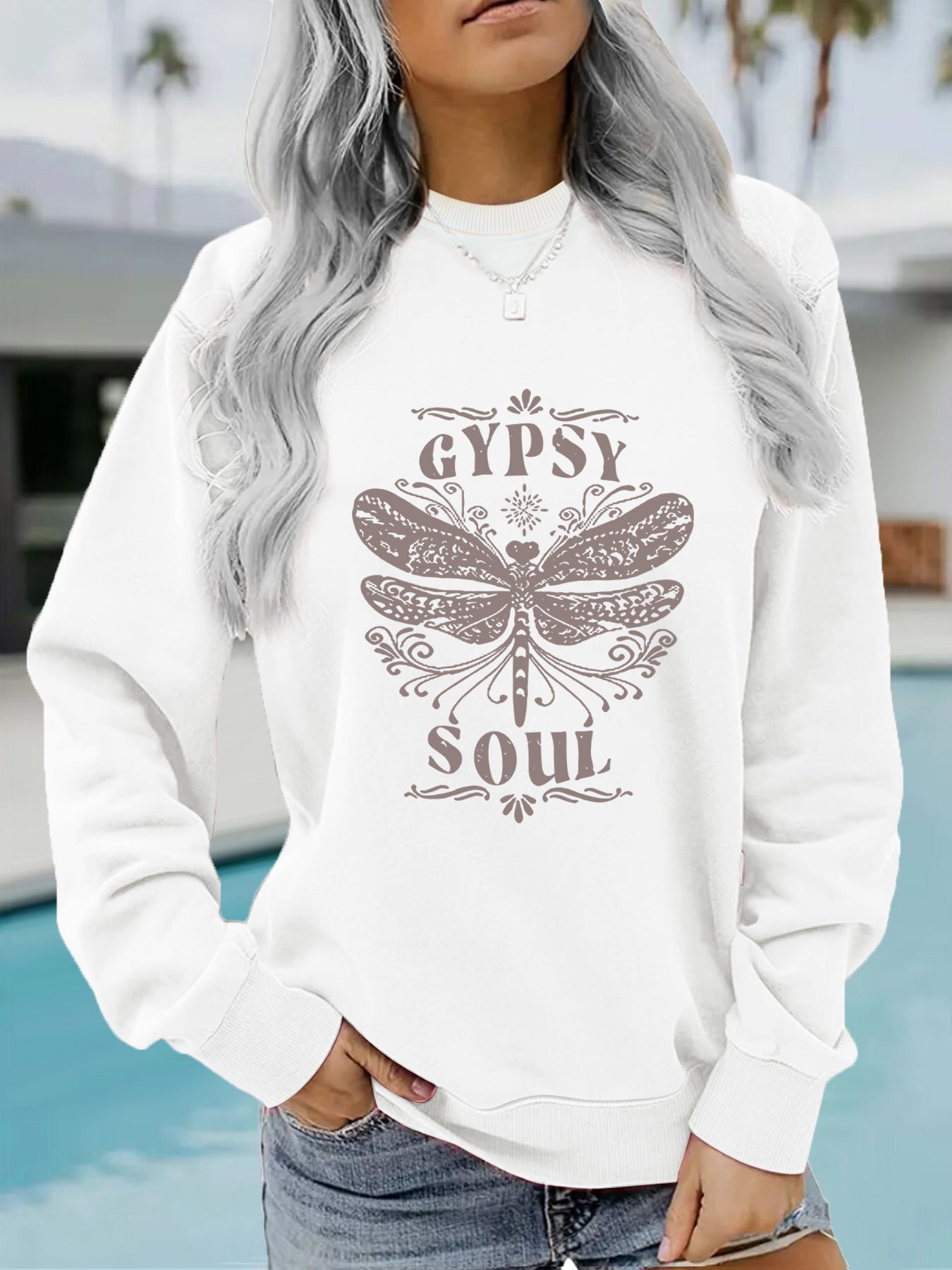 Round neck GYPSY SOUL printed pullover sweatshirt sweatshirt sweatshirt