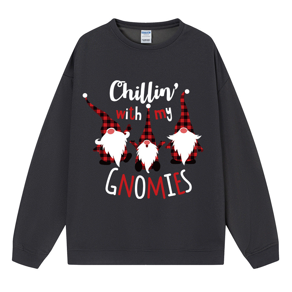 Chillin' With My Gnomies Sweatshirt, Christmas Graphic Crewneck Pullover