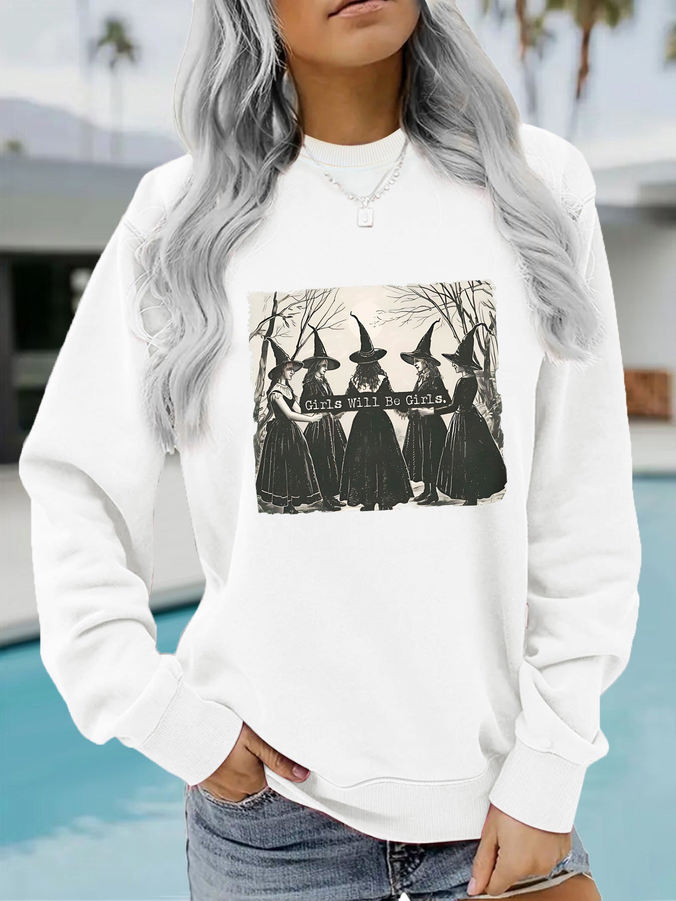 Printed pullover sweatshirt sweatshirt