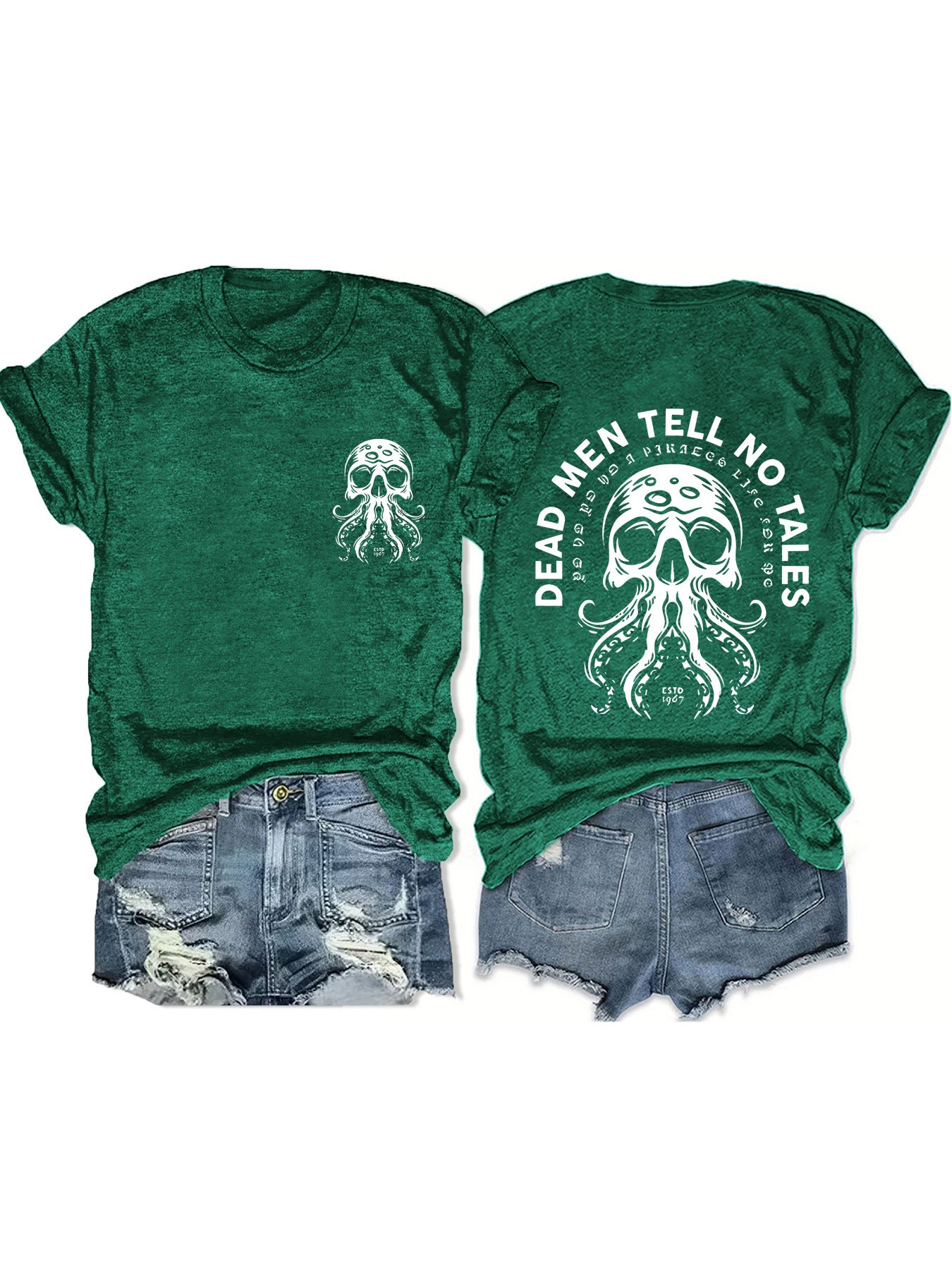 Octopus Monster Halloween Round Neck Short Sleeve