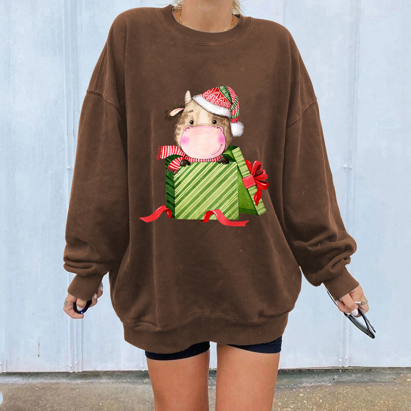 Christmas off shoulder hoodie Christmas gift