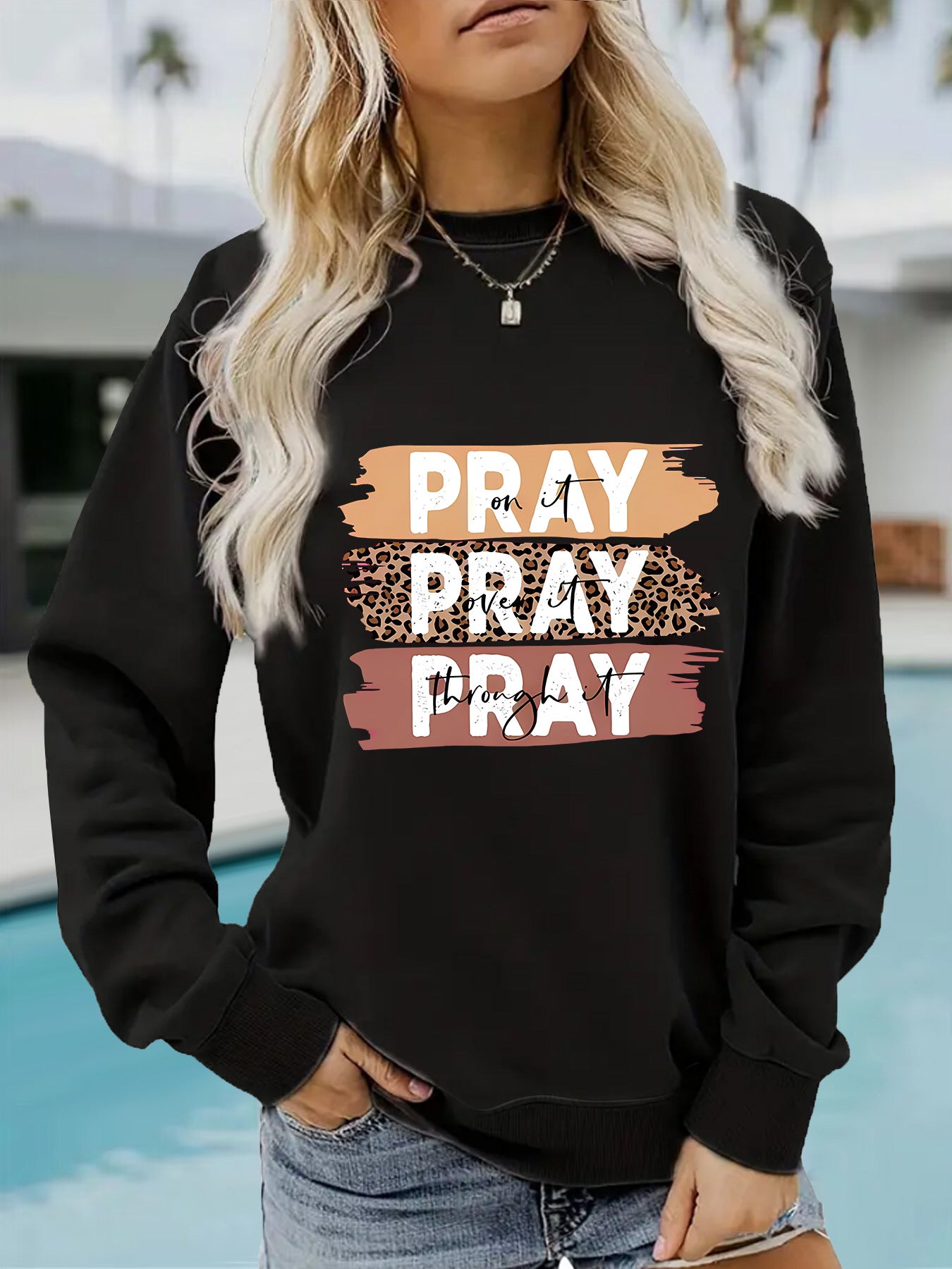 PRAY printed pullover sweatshirt sweatshirt
