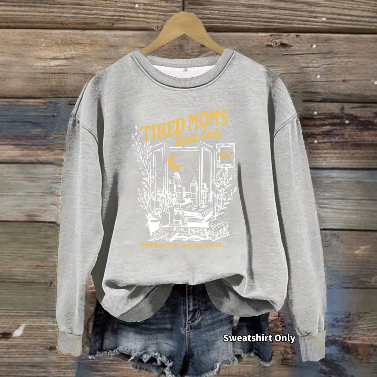 Printed round neck fleece hoodie