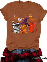 Three Halloween cat prints on short sleeves