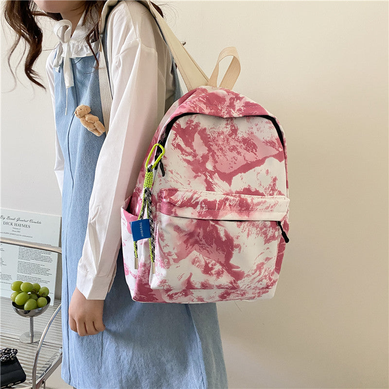 Student Schoolbag Women's Bag New Trendy Fashion Casual Backpack Western Style Simple Oil Painting Bag Travel Small Backpack