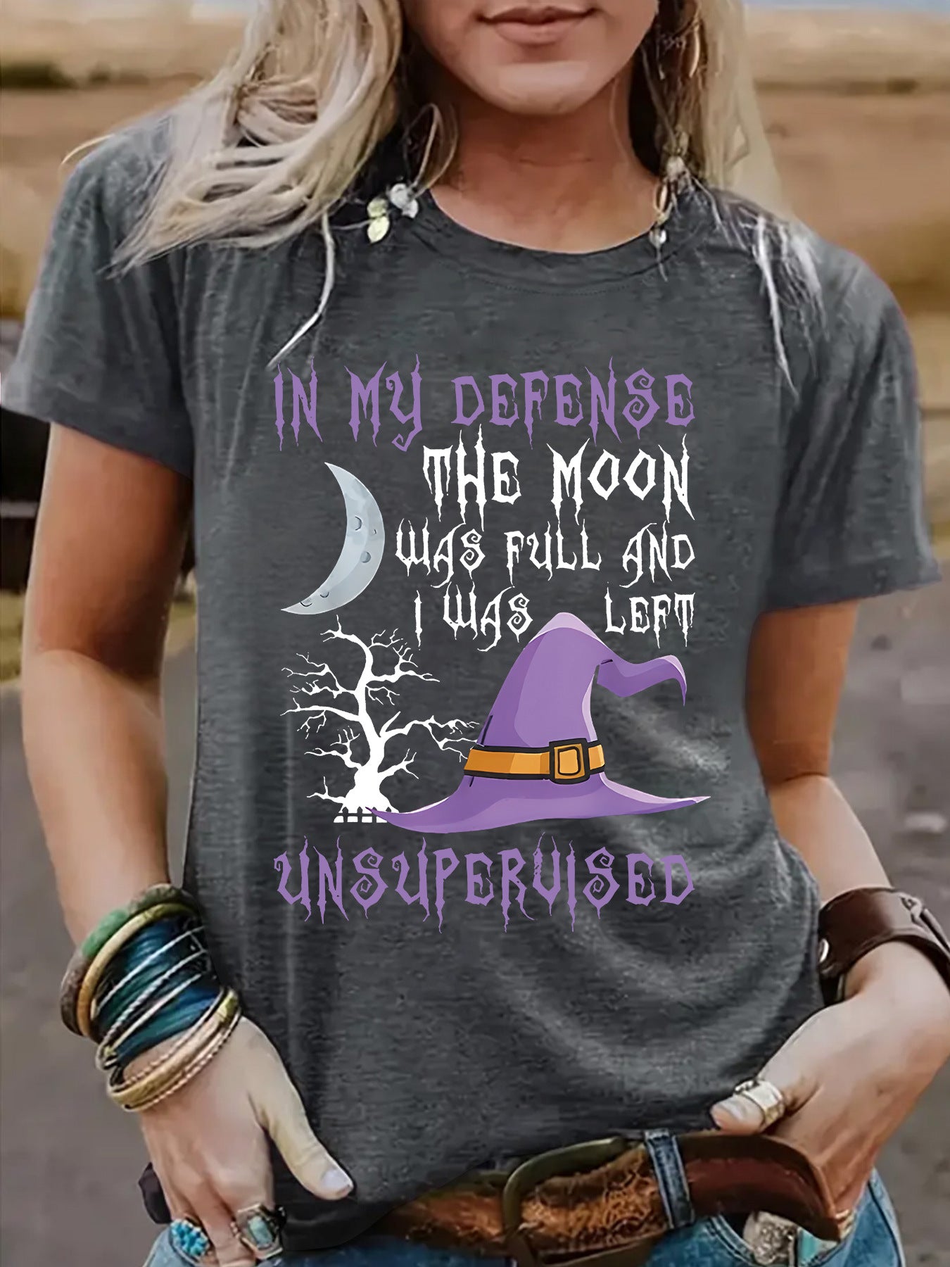 Short sleeved Halloween witch pattern