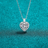 2 Carat Moissanite 925 Sterling Silver Heart Shape Necklace