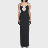 Womens Black Sleeveless Sling Design Diamond Party Club Bandage Dress