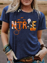 Halloween printed short sleeved t-shirt for women