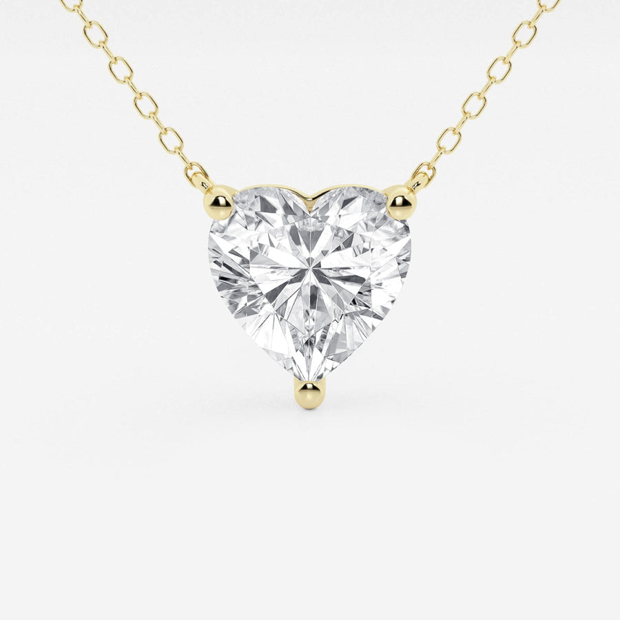 3.00 CTW Floating Heart Shape Lab Grown Diamond Solitaire Pendant Necklace F/G VS1 AGI Certified in 14K White or Yellow Gold