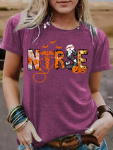 Halloween printed short sleeved t-shirt for women
