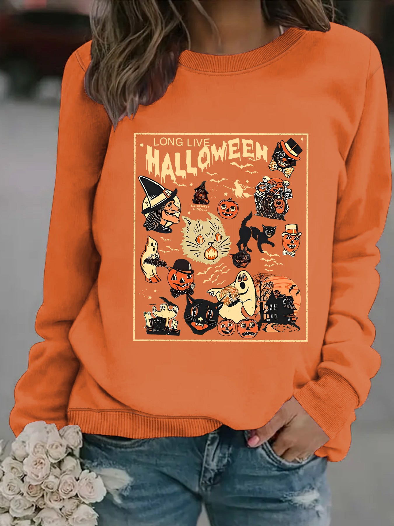 Printed pullover sweatshirt sweatshirt