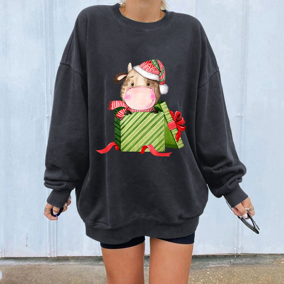 Christmas off shoulder hoodie Christmas gift